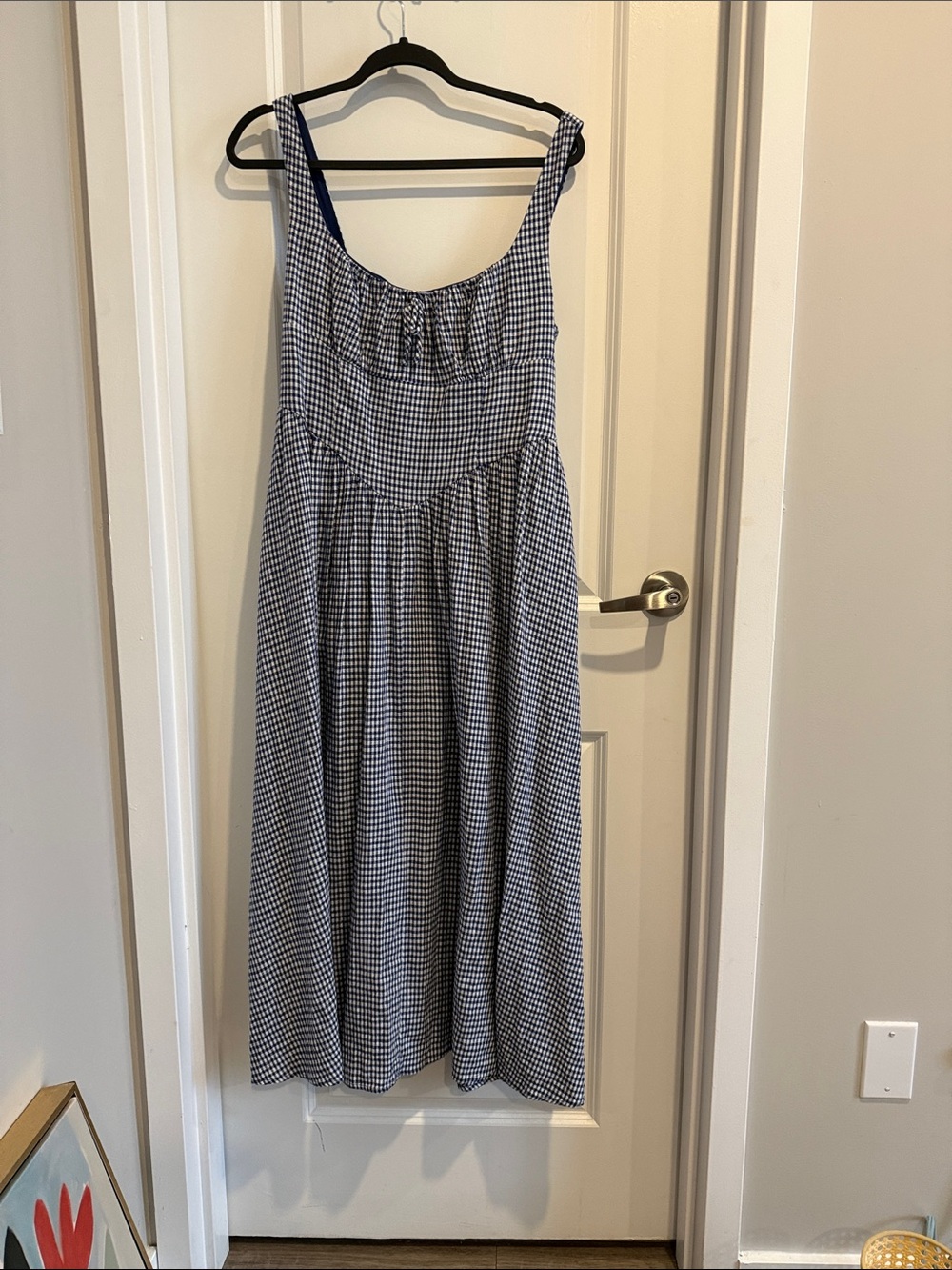 Christian Lacroix Blue and White Gingham Maxi Sundress